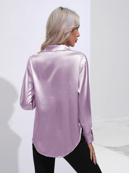 Satin Sensation Buttoned Blouse