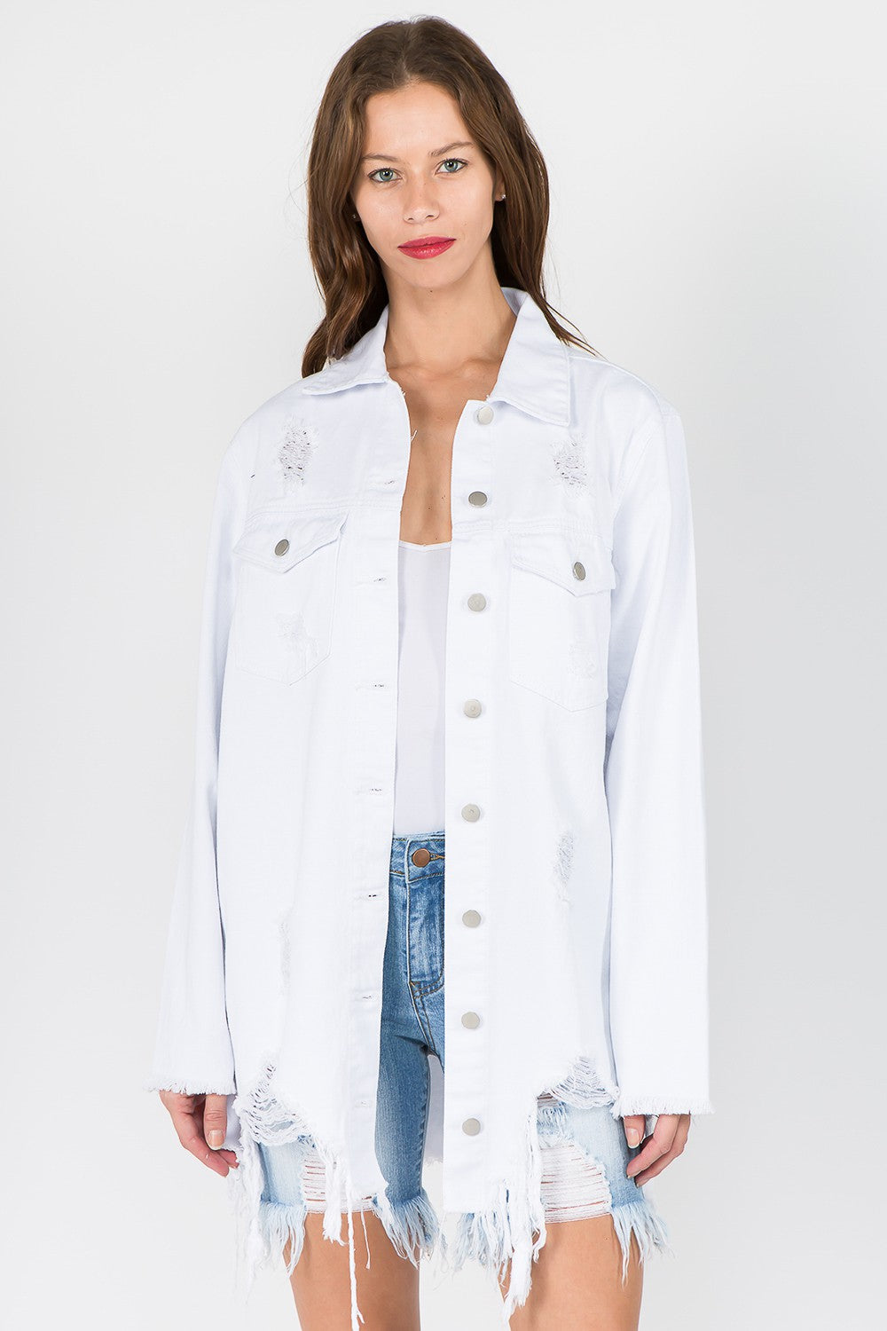 Fray & Fierce White Denim Jacket