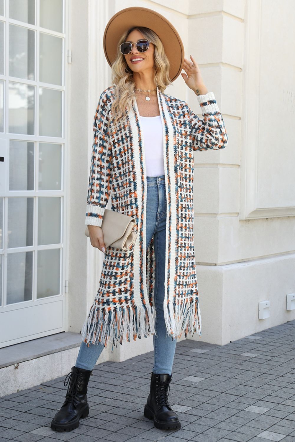 Kaleidoscope Fringe Long Cardigan