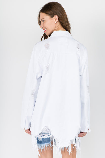 Fray & Fierce White Denim Jacket