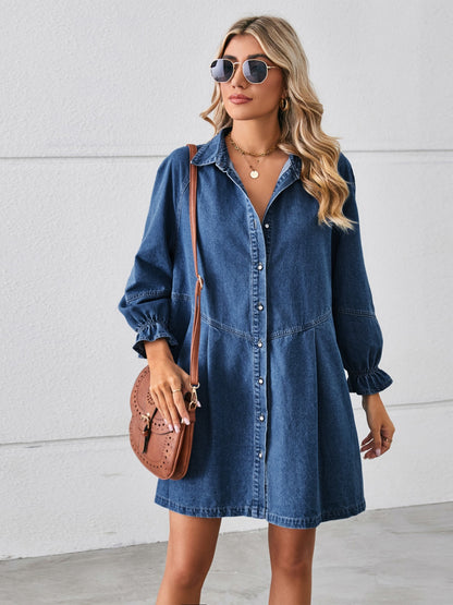 Flounce Dream Mini Denim Dress