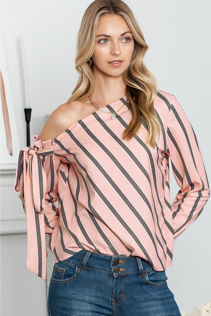 Pink Pearl Striped Blouse