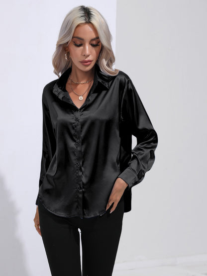 Satin Sensation Buttoned Blouse