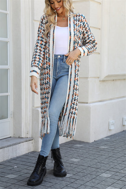 Kaleidoscope Fringe Long Cardigan