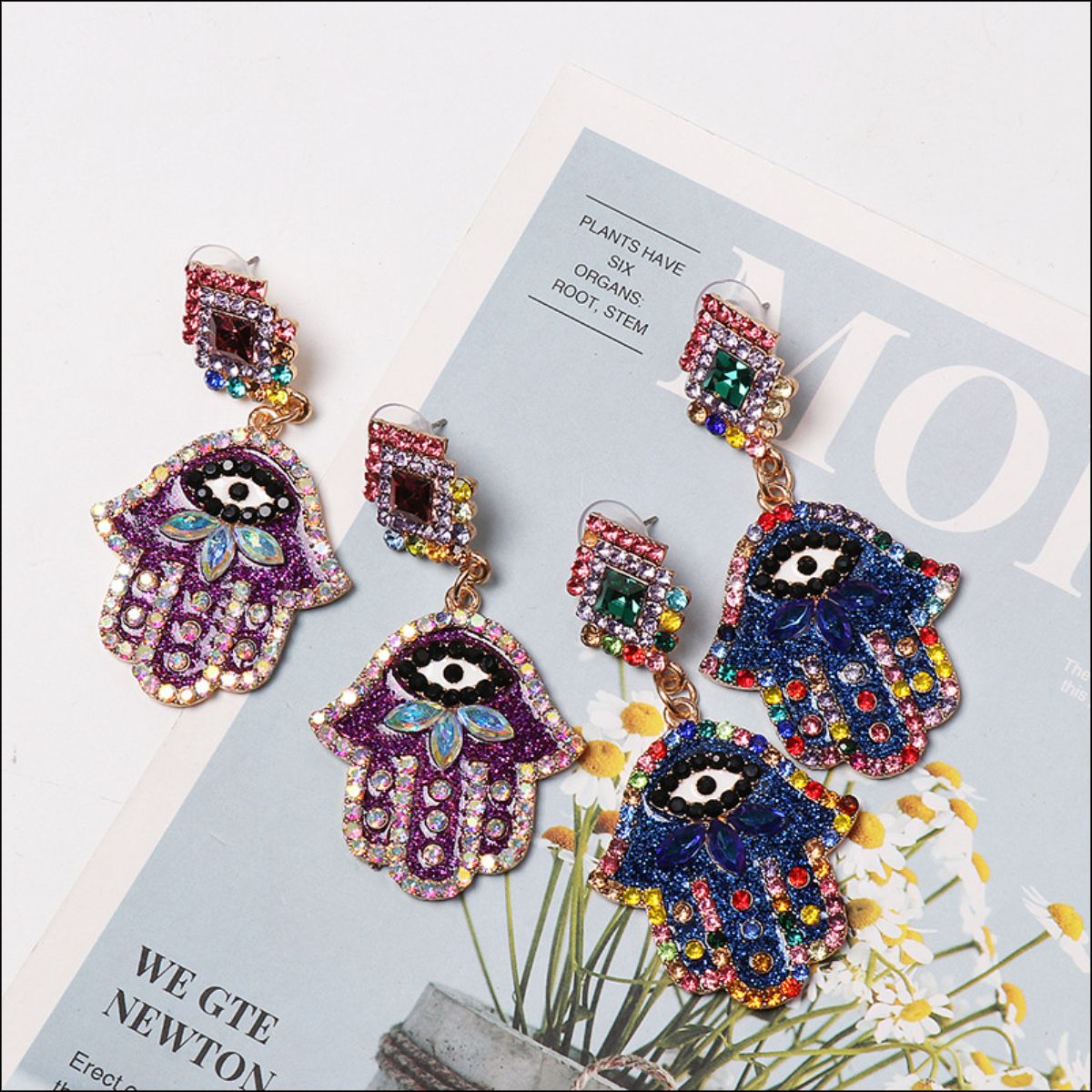 Spectrum Evil Eye Hamsa Earrings