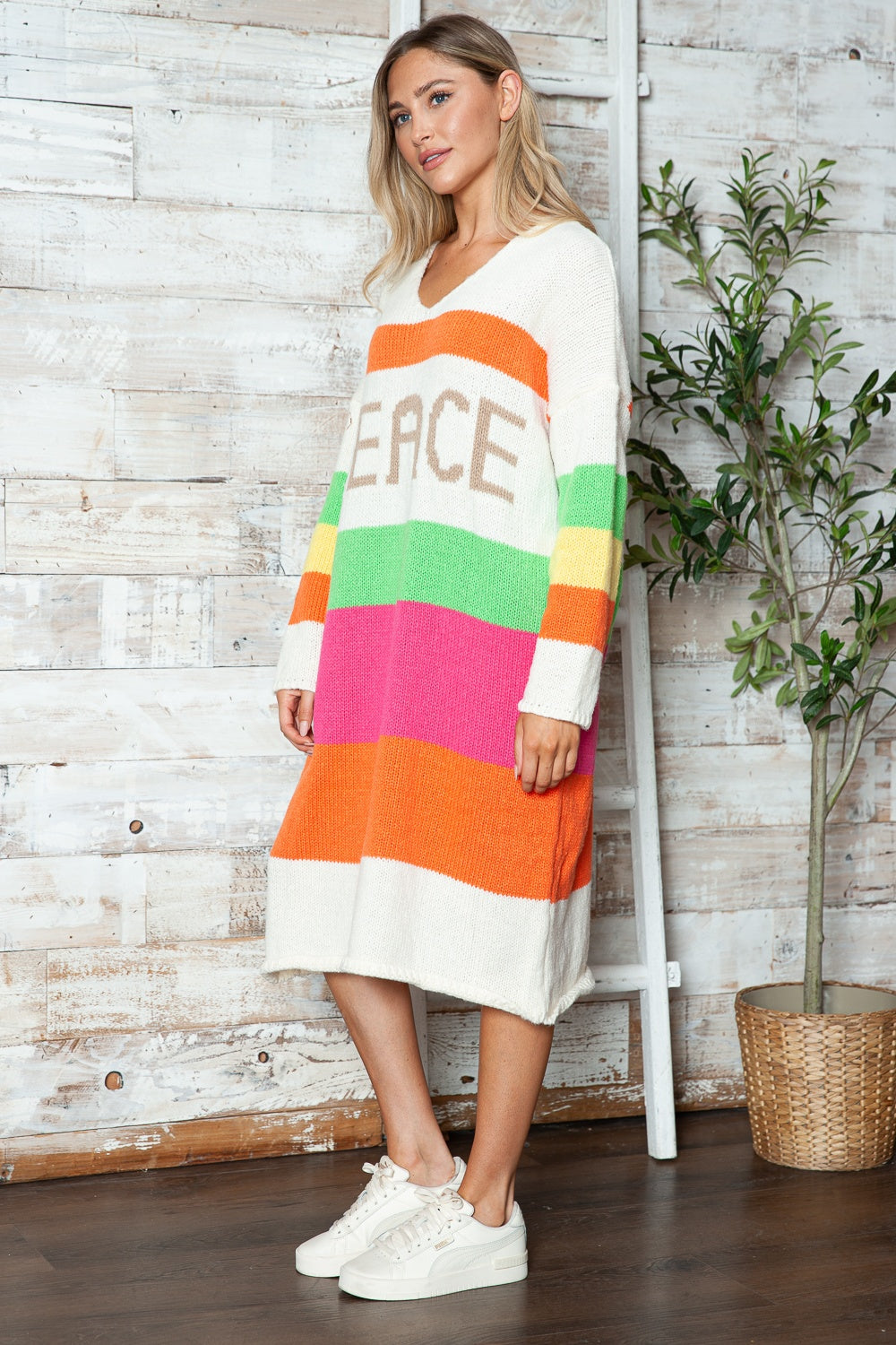 Vivid Block Sweater Dress