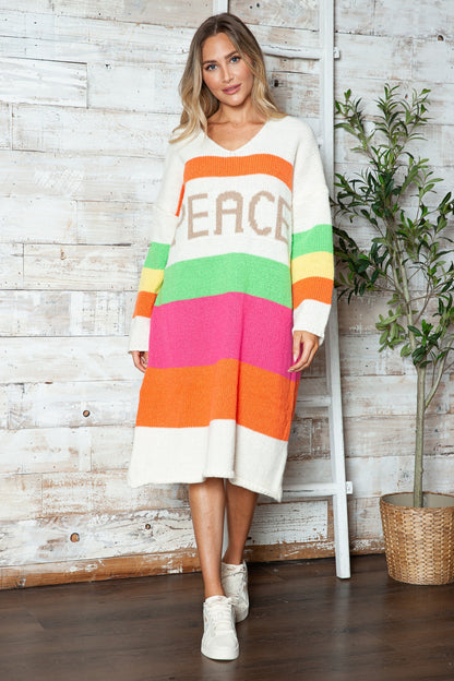 Vivid Block Sweater Dress