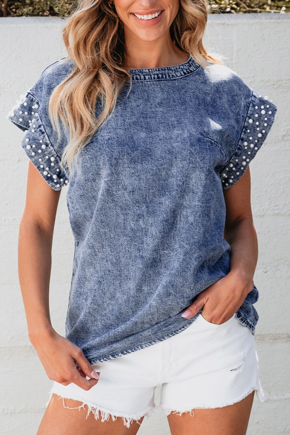 Pearly Blues Denim Top