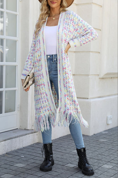 Kaleidoscope Fringe Long Cardigan