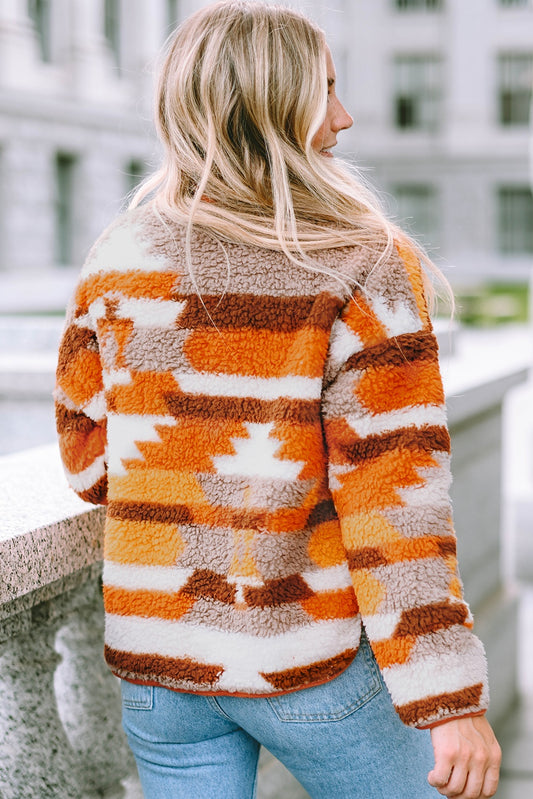 Amber Fuzzy Touch Snap Jacket