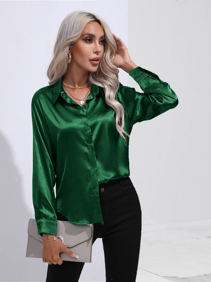 Satin Sensation Buttoned Blouse