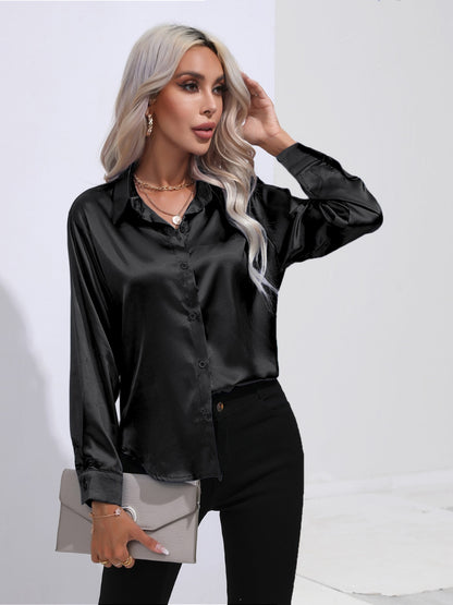 Satin Sensation Buttoned Blouse