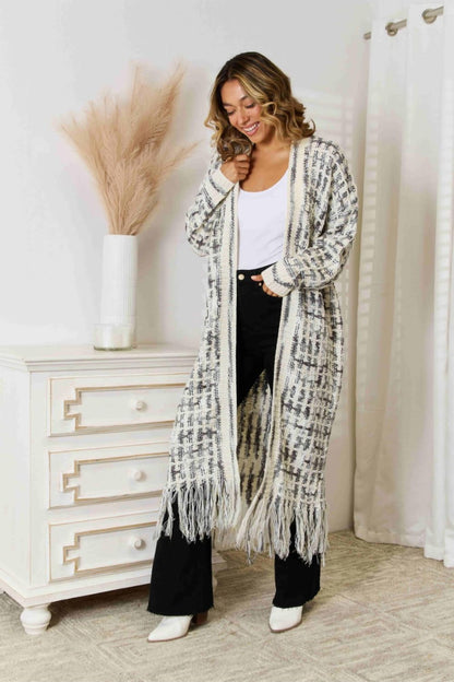 Kaleidoscope Fringe Long Cardigan