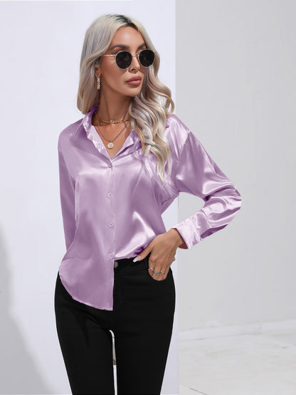 Satin Sensation Buttoned Blouse