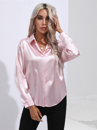 Satin Sensation Buttoned Blouse