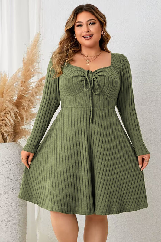 Matcha Dreams Sweetheart Ribbed Dress