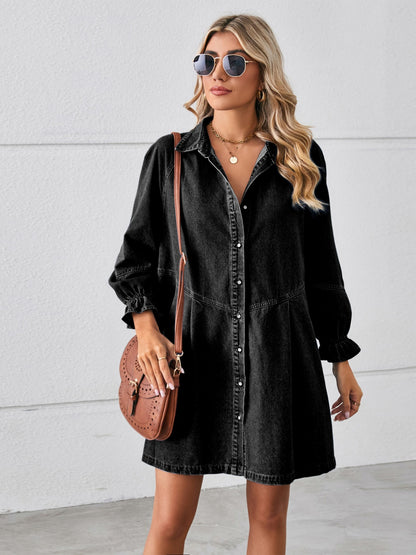 Flounce Dream Mini Denim Dress