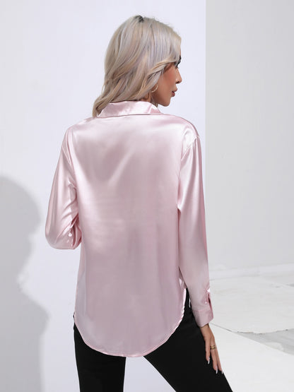 Satin Sensation Buttoned Blouse