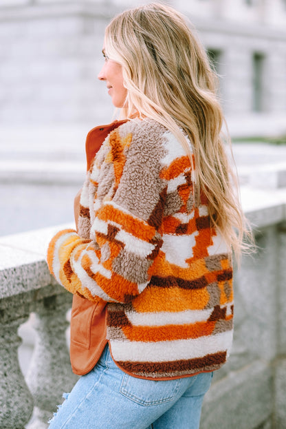 Amber Fuzzy Touch Snap Jacket