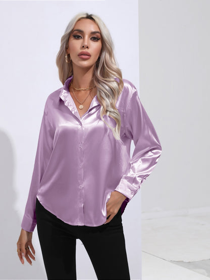 Satin Sensation Buttoned Blouse