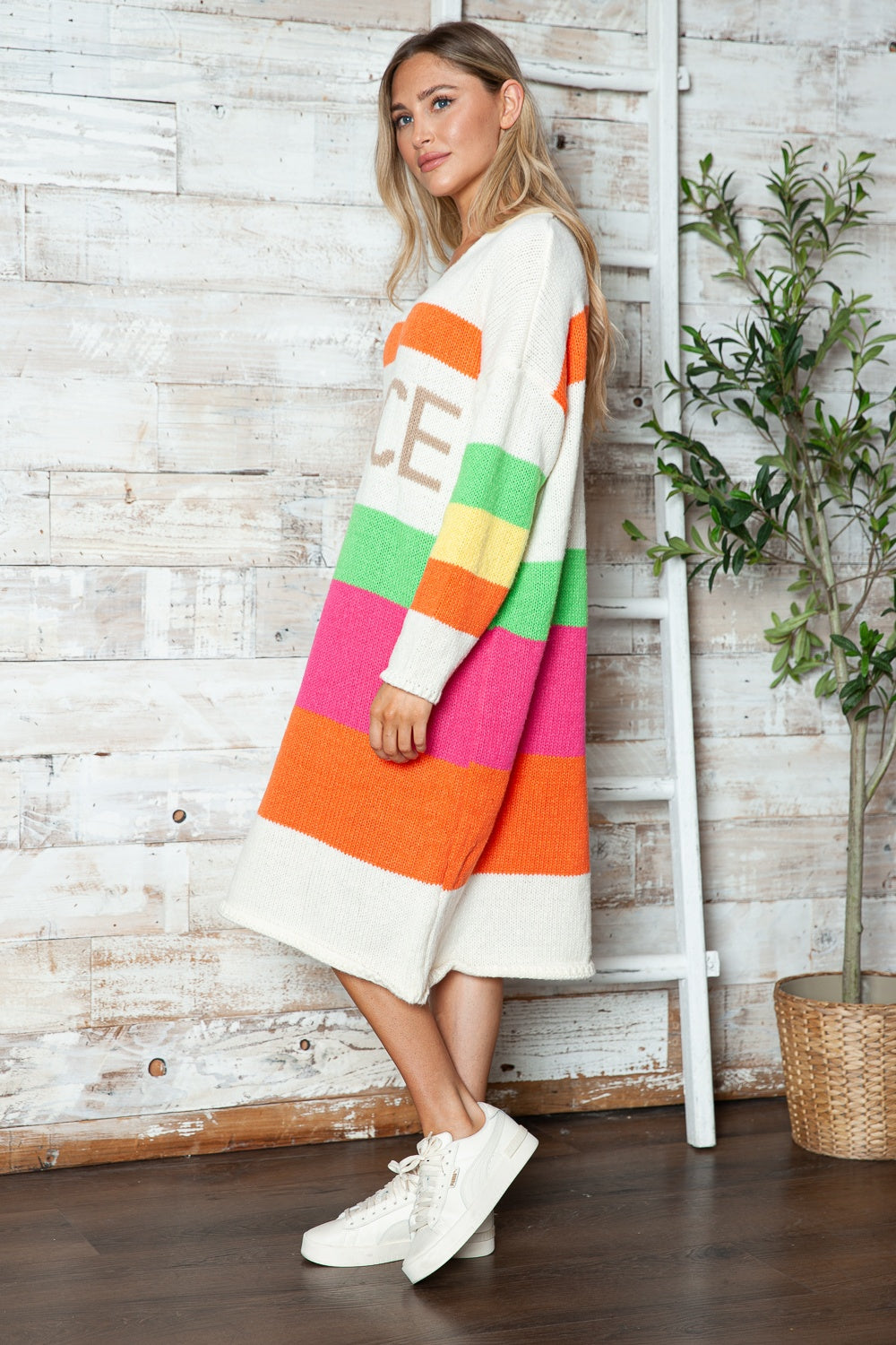 Vivid Block Sweater Dress