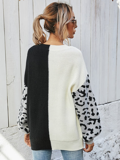 Melody Leopard Colorblock Sweater