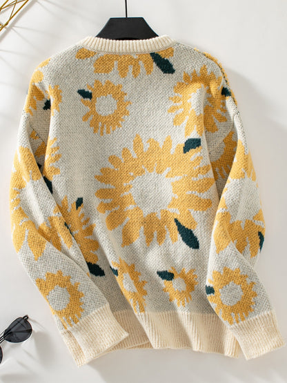 Golden Sunflower Pullover Sweater