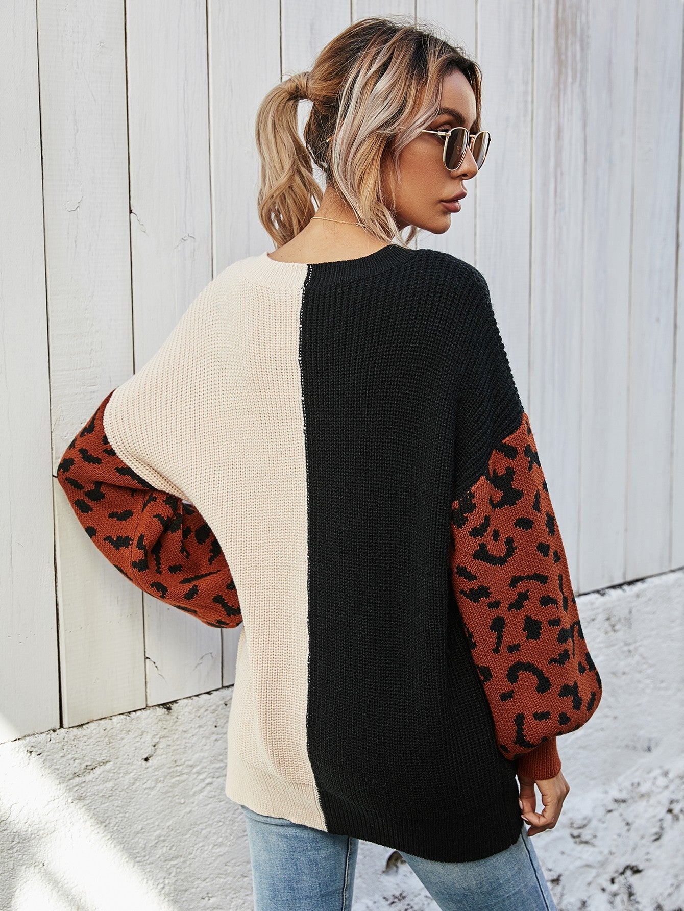 Melody Leopard Colorblock Sweater