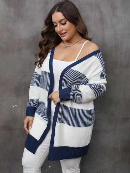 Plus Size Coastal Colorblock Cardigan