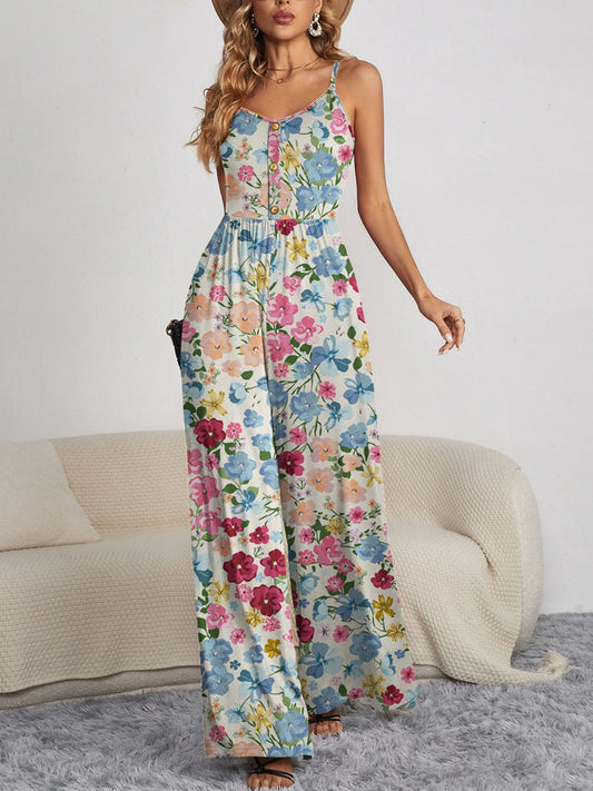 Buttoned Beauty Wide Leg Jumpsuit