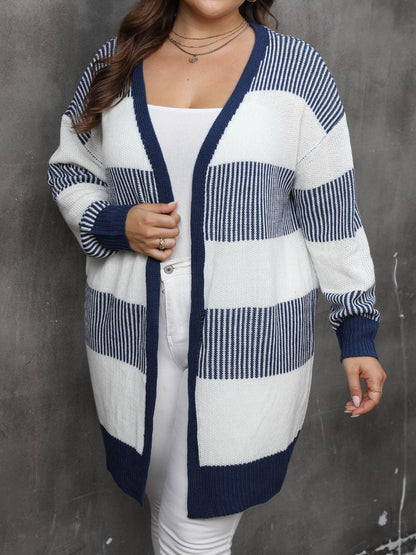 Plus Size Coastal Colorblock Cardigan