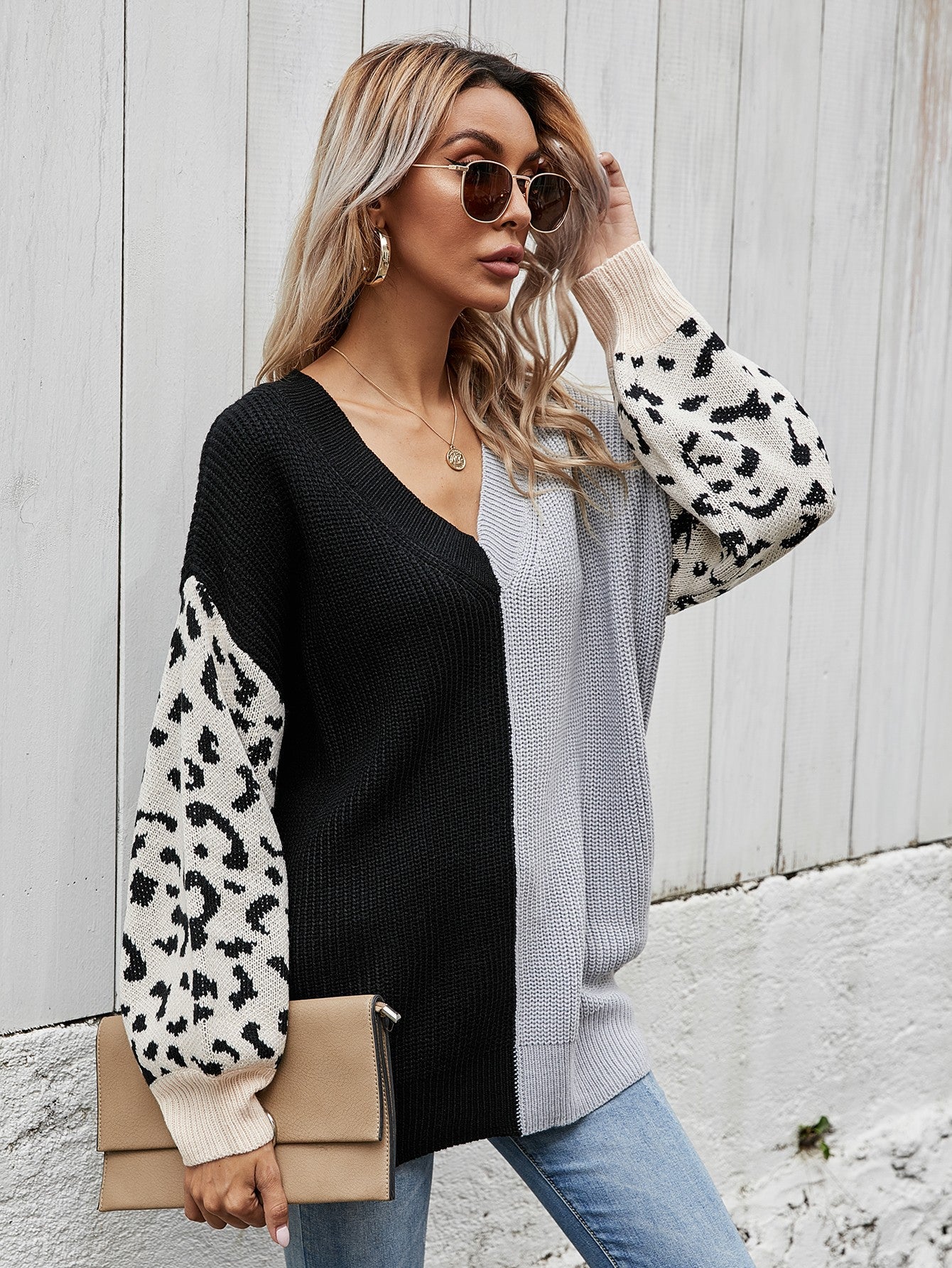 Melody Leopard Colorblock Sweater