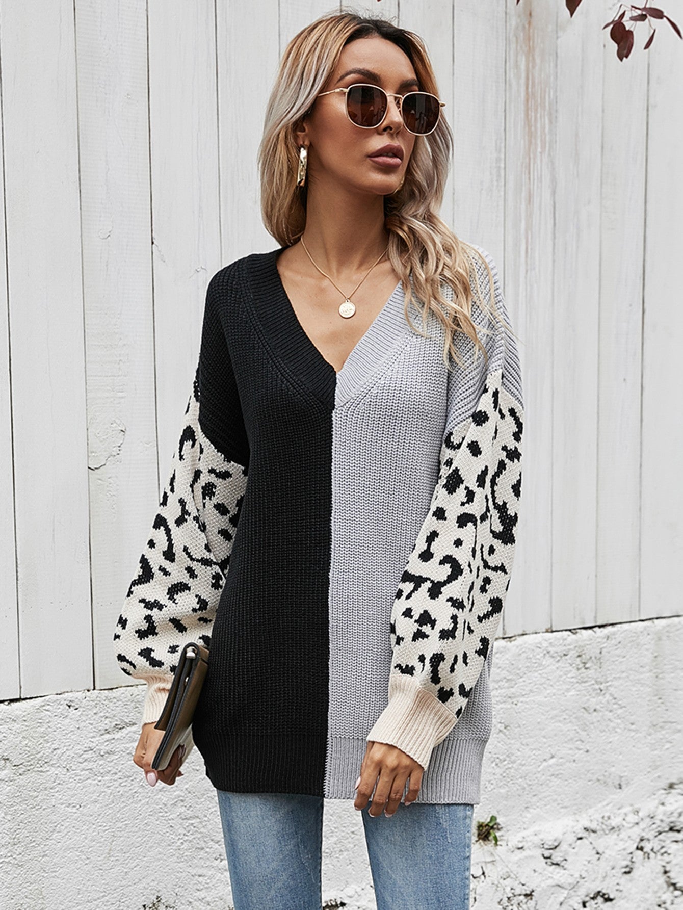 Melody Leopard Colorblock Sweater