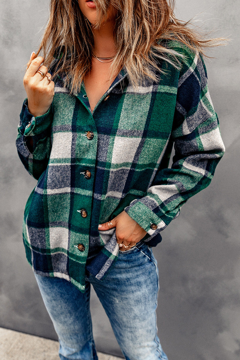 Highland Plaid Button-Up Jacket