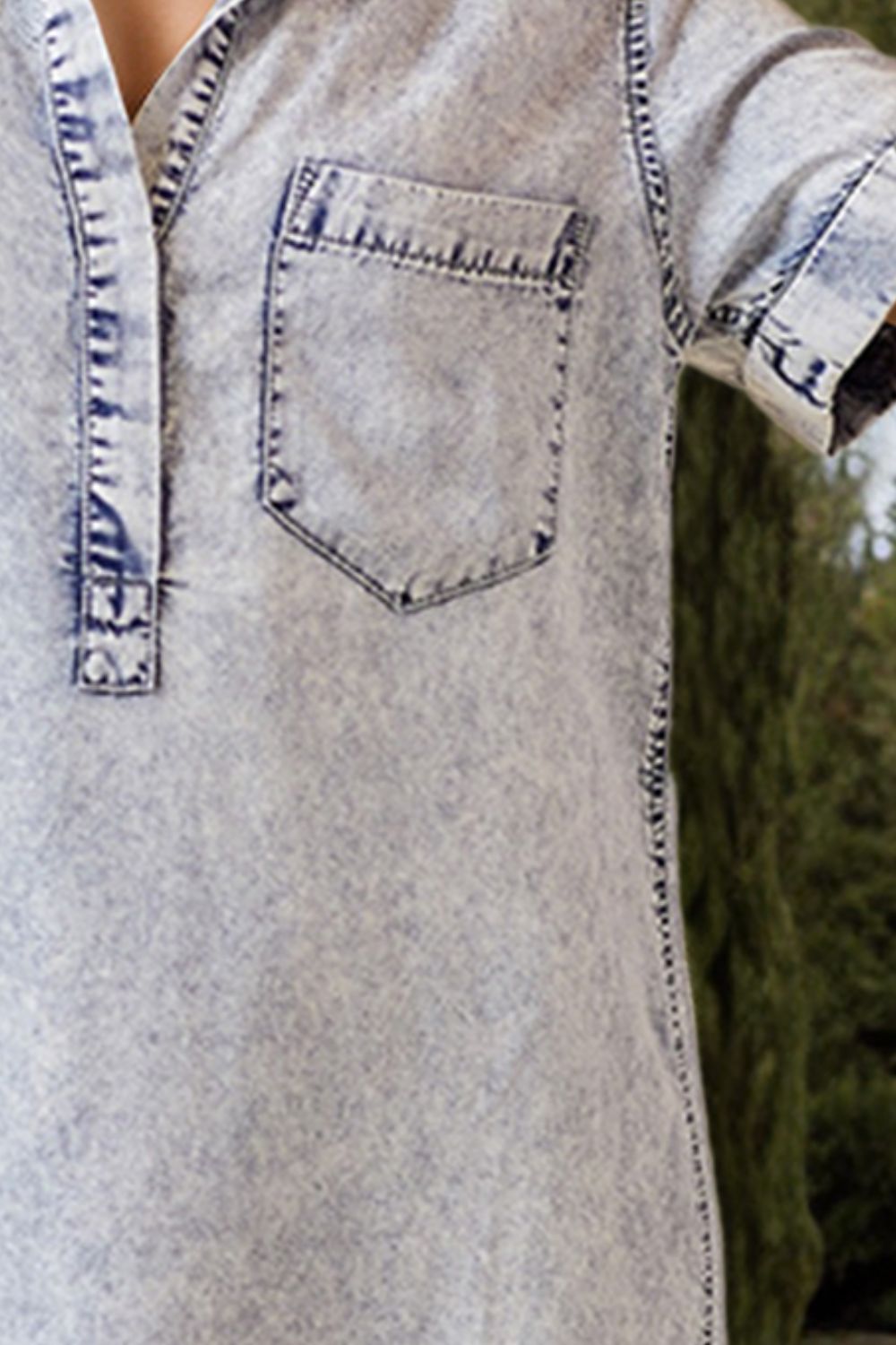 Denim Darling Pocketed Shirt Dress