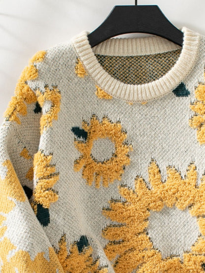 Golden Sunflower Pullover Sweater