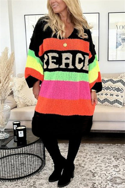 Vivid Block Sweater Dress