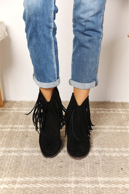 Western Fusion Fringe Ankle Boots