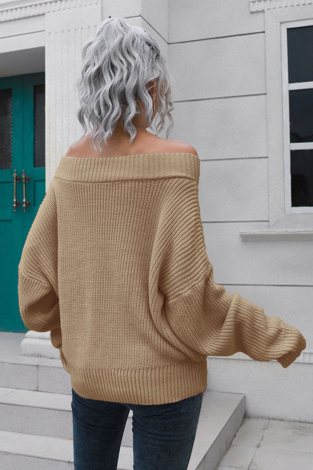 Off-Shoulder Comfort Ribbed Sweater