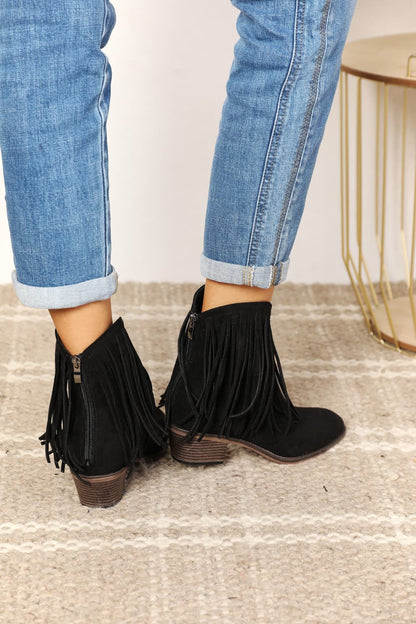 Western Fusion Fringe Ankle Boots