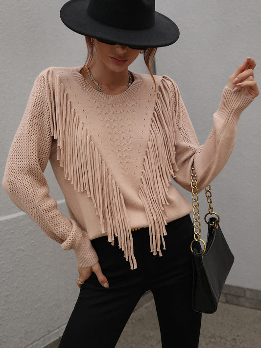 Effortless Fringe Accent Sweater