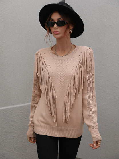 Effortless Fringe Accent Sweater