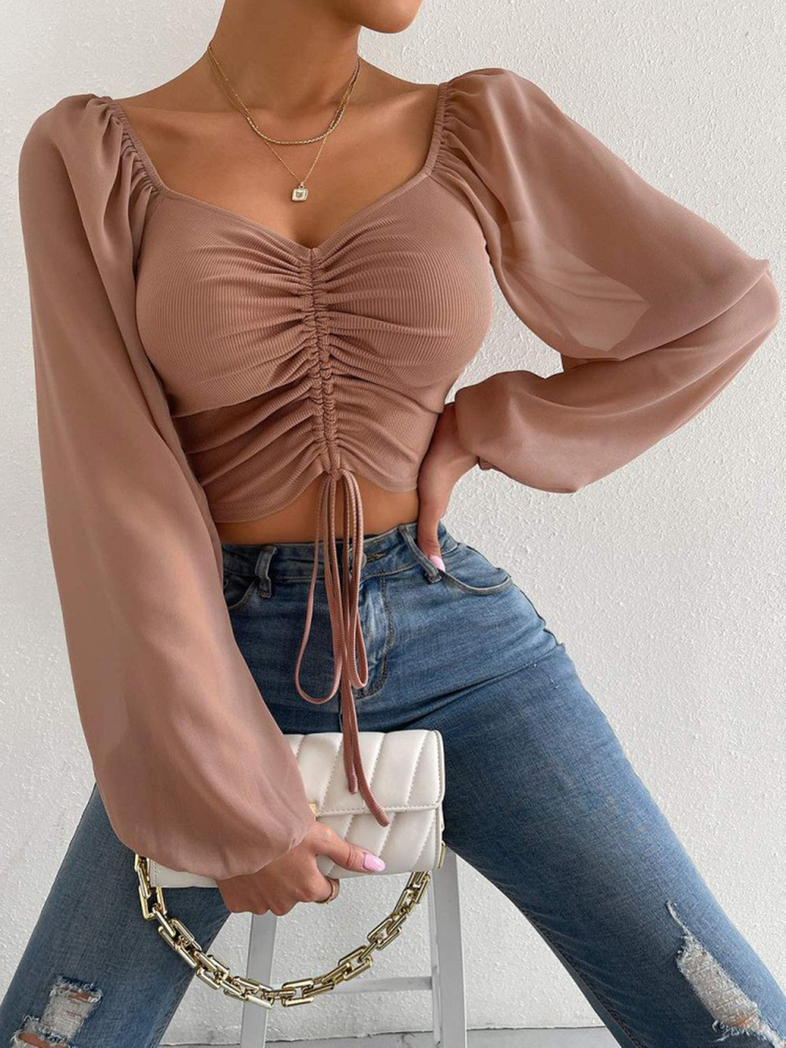 Sweet Talk Drawstring Crop Top