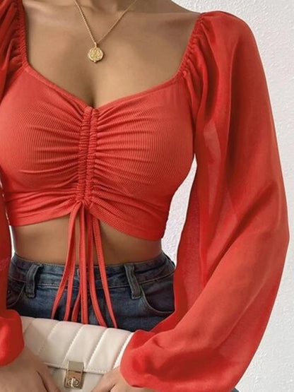 Sweet Talk Drawstring Crop Top
