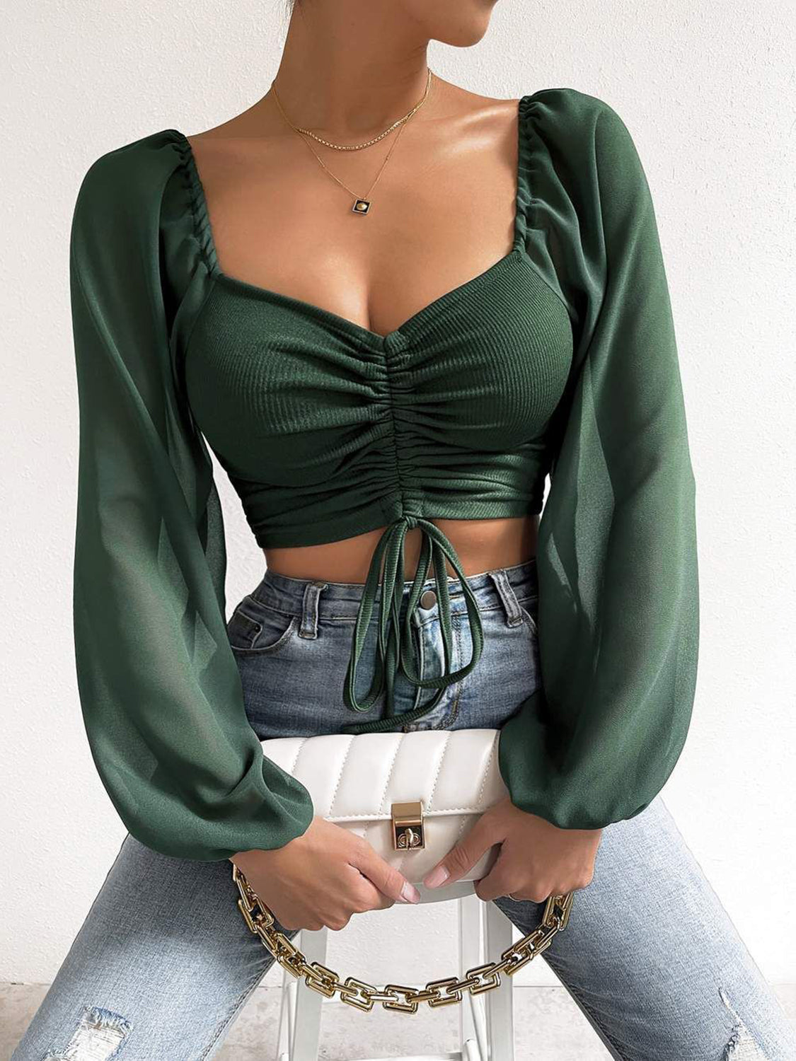 Sweet Talk Drawstring Crop Top