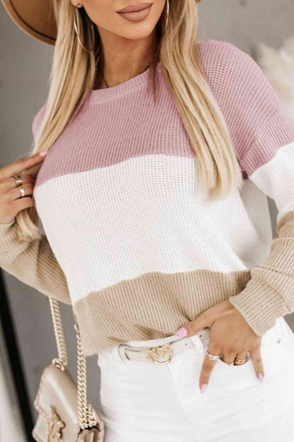 Cherry Cream Color Block Sweater