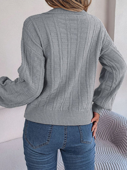 Effortless Textured Collared Sweater