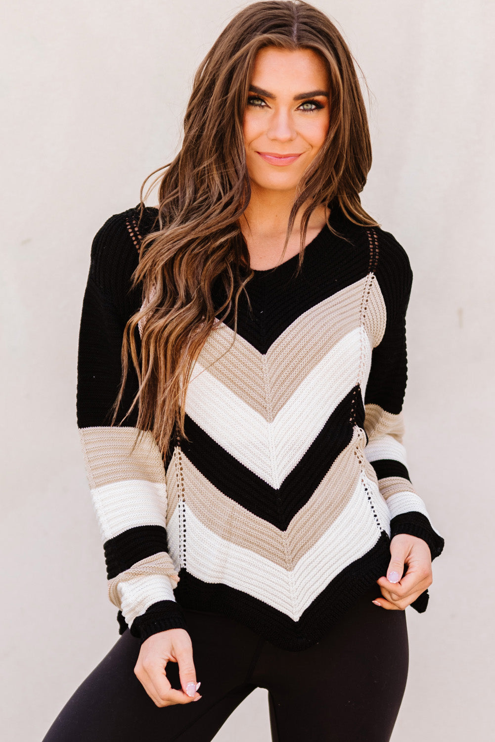 Color Block Eyelet Sweater