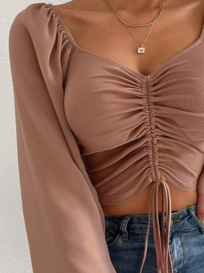 Sweet Talk Drawstring Crop Top