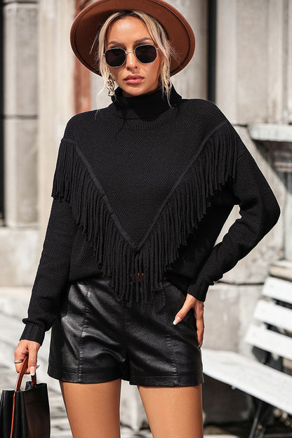 Esme Fringe Turtleneck Sweater